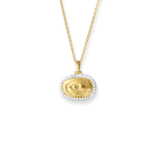 Guarded Through the Day Pendant – 18K gold-plated pendant necklace with white topaz by Touch of Yoga