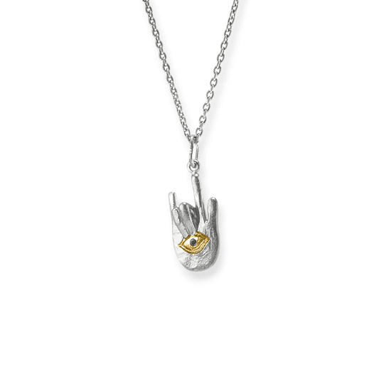 Strength Deserves Protection Too Pendant – 18K gold-plated pendant necklace with black sapphire by Touch of Yoga