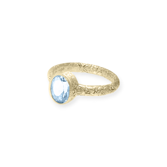 Something Ancient, Daily Ring – 14K gold-plated ring with sky blue topaz by Touch of Yoga