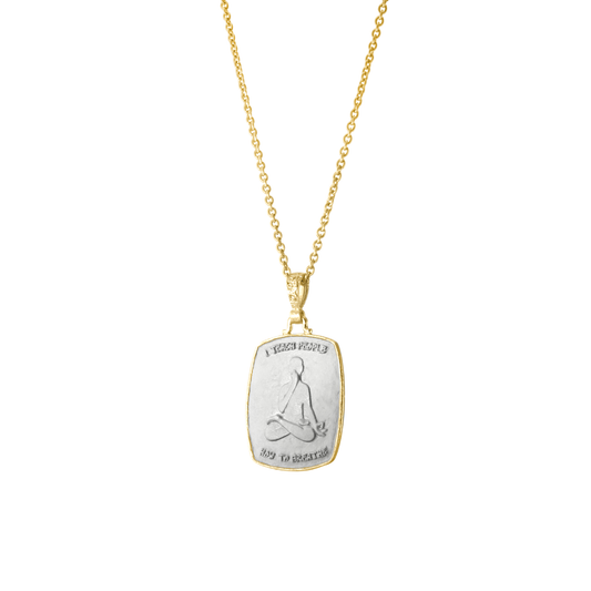 Yoga In Every Breath Pendant – 18K gold-plated pendant necklace by Touch of Yoga