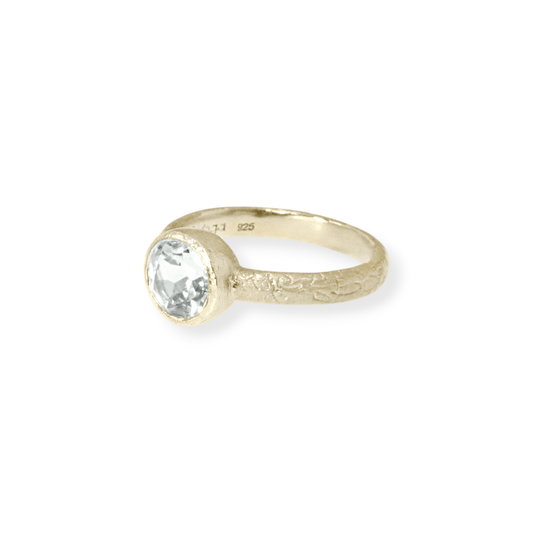 Timeless, Not Borrowed Ring – 14K gold-plated ring with white topaz by Touch of Yoga