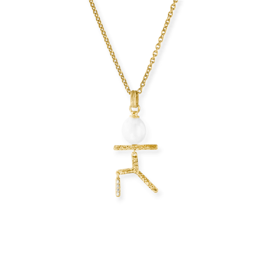 Practice Made Joyful Pendant – 18K gold-plated pendant necklace with sapphire and pearl by Touch of Yoga